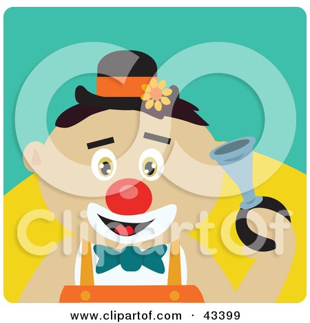 Clipart Illustration of a Mexican Clown Boy Honking A Horn by Dennis Holmes Designs