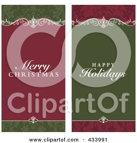 Royalty-Free (RF) Clipart Illustration of a Digital Collage Of Ornate Merry Christmas And Happy Holidays Greetings by BestVector
