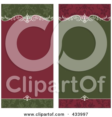 Royalty-Free (RF) Clipart Illustration of a Digital Collage Of Ornate Red And Green Christmas Frames With Copyspace by BestVector