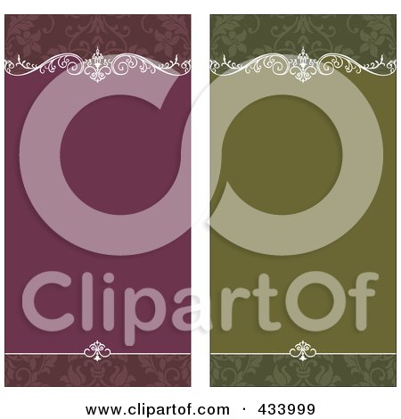 Royalty-Free (RF) Clipart Illustration of a Digital Collage Of Ornate Purple And Green Frames With Copyspace by BestVector