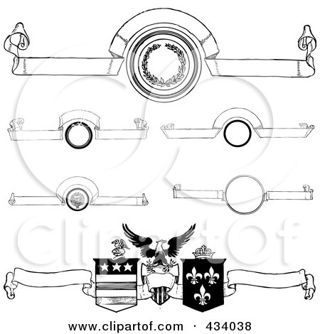 Royalty-Free (RF) Clipart Illustration of a Digital Collage of Vintage Black And White Banners by BestVector