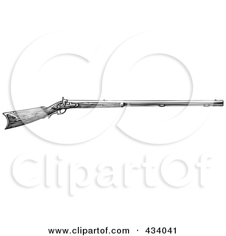 Royalty-Free (RF) Clipart Illustration of a Vintage Black And White War Gun Sketch - 3 by BestVector