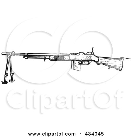 Royalty-Free (RF) Clipart Illustration of a Vintage Black And White War Gun Sketch - 7 by BestVector