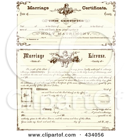 Royalty-Free (RF) Clipart Illustration of a Digital Collage Of Vintage Marriage Certificates by BestVector