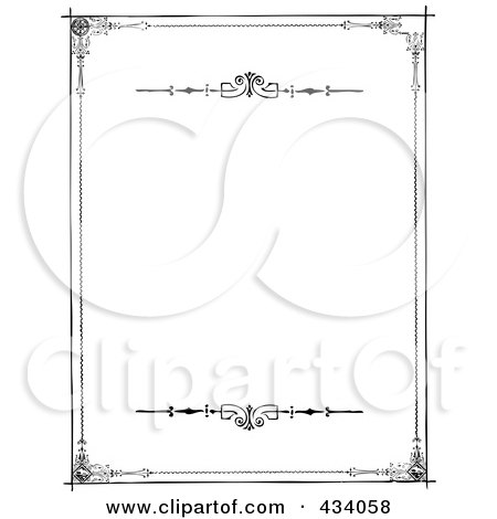 Royalty-Free (RF) Clipart Illustration of a Vintage Black And White Border With Scroll Rules by BestVector
