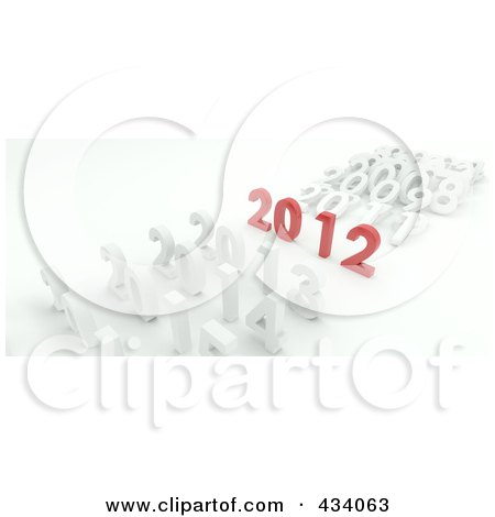 Royalty-Free (RF) Clipart Illustration of Rows Of Years With 2012 In Red by KJ Pargeter