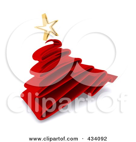 Royalty-Free (RF) Clipart Illustration of a 3d Red Scribble Christmas Tree by KJ Pargeter