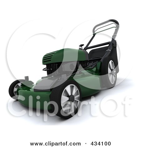 Royalty-Free (RF) Clipart Illustration of a 3d Green Lawn Mower by KJ Pargeter