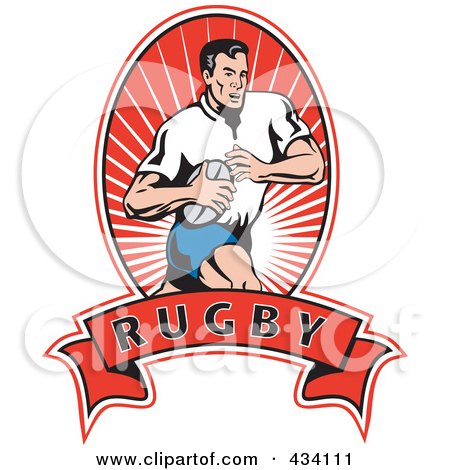 Royalty-Free (RF) Clipart Illustration of a Rugby Player Icon - 7 by patrimonio