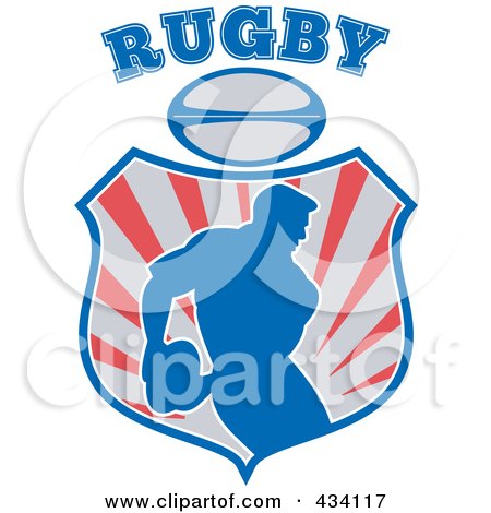 Royalty-Free (RF) Clipart Illustration of a Rugby Player Icon - 2 by patrimonio