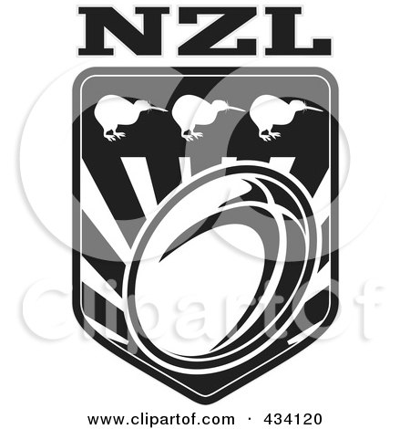 Royalty-Free (RF) Clipart Illustration of a New Zealand Rugby Icon - 3 by patrimonio