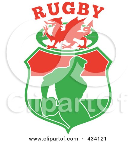 Royalty-Free (RF) Clipart Illustration of a Wales Rugby Icon - 3 by patrimonio