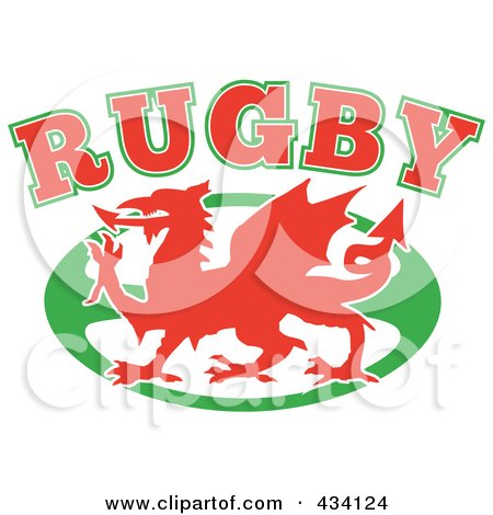 Royalty-Free (RF) Clipart Illustration of a Wales Rugby Icon - 2 by patrimonio