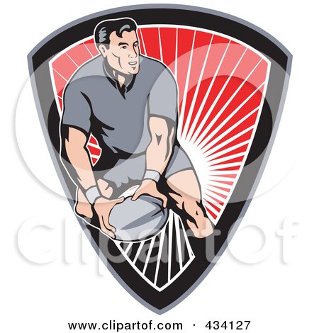 Royalty-Free (RF) Clipart Illustration of a Rugby Player Icon - 6 by patrimonio