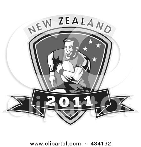 Royalty-Free (RF) Clipart Illustration of a New Zealand Rugby Icon - 1 by patrimonio