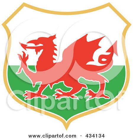 Royalty-Free (RF) Clipart Illustration of a Wales Rugby Icon - 4 by patrimonio