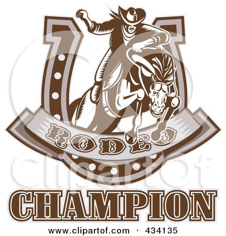 Royalty-Free (RF) Clipart Illustration of a Rodeo Champion Icon by patrimonio
