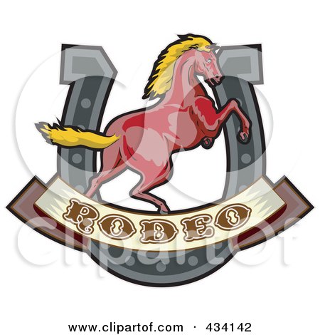 Royalty-Free (RF) Clipart Illustration of a Rodeo Horse Icon by patrimonio