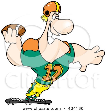 Royalty-Free (RF) Clipart Illustration of a Strong Quaterback Holding A Football by toonaday