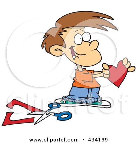 Royalty-Free (RF) Clipart Illustration Of A Boy Holding A Paper Heart by toonaday