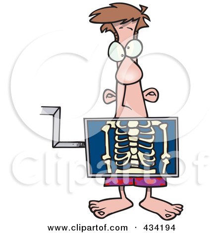 Royalty-Free (RF) Clipart Illustration of a Cartoon Man Standing Behind An Xray Machine by toonaday