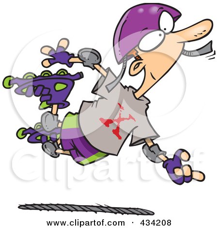 Royalty-Free (RF) Clipart Illustration of an Extreme Roller Blader Boy by toonaday