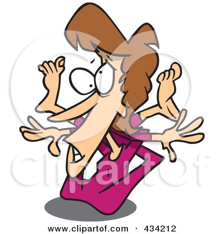 Royalty-Free (RF) Clipart Illustration of a Flexible Cartoon Woman Doing Yoga by toonaday