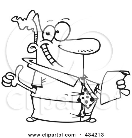 Royalty-Free (RF) Clipart Illustration of Line Art of a Businessman Holding Year End Reports by toonaday
