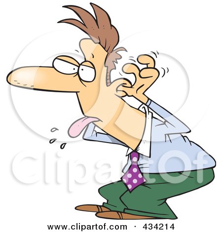Royalty-Free (RF) Clipart Illustration of a Cartoon Businessman Sticking His Tongue Out And Quitting by toonaday