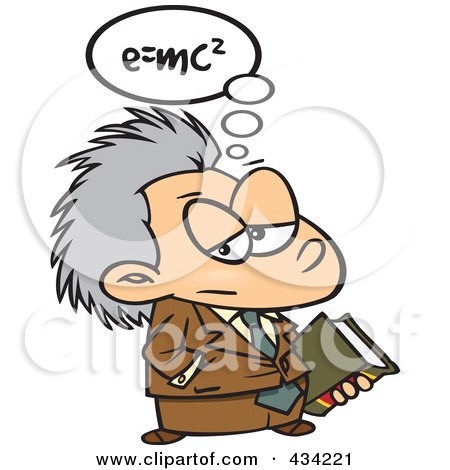 Royalty-Free (RF) Clipart Illustration of Little Einstein Carrying A Book by toonaday