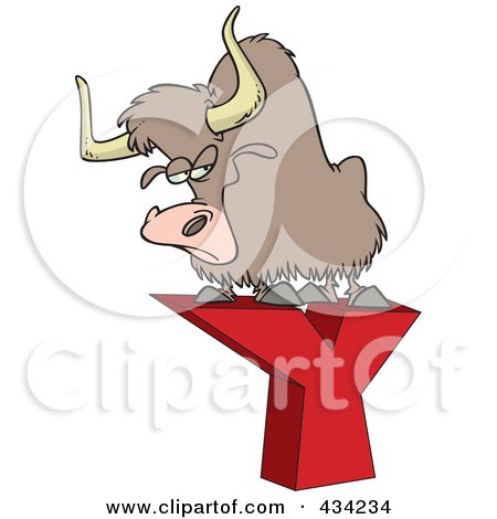 Royalty-Free (RF) Clipart Illustration of a Yak on a Letter Y by toonaday