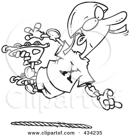 Royalty-Free (RF) Clipart Illustration of Line Art of an Extreme Roller Blader Boy by toonaday