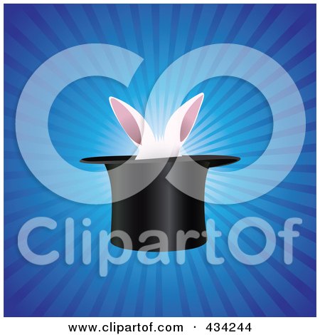 Royalty-Free (RF) Clipart Illustration of White Rabbit Ears In A Magic Hat by Eugene