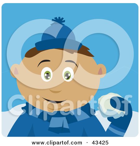 Clipart Illustration of a Latin American Boy Throwing Snowballs by Dennis Holmes Designs