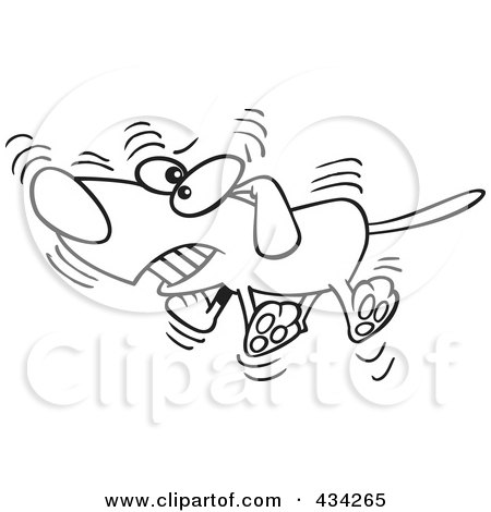 Royalty-Free (RF) Clipart Illustration of a Line Art Design Of A Hyper Dog Wagging His Tail by toonaday