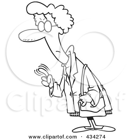 Royalty-Free (RF) Clipart Illustration of a Line Art Design Of A Woman Wagging Her Finger by toonaday
