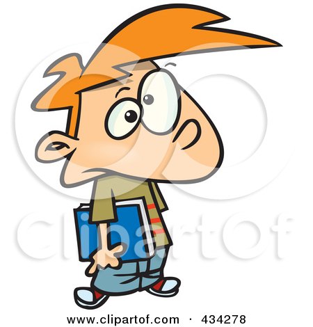 Royalty-Free (RF) Clipart Illustration of a Bored School Boy Waiting by toonaday