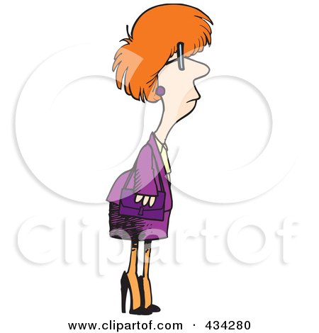 Royalty-Free (RF) Clipart Illustration of a Red Haired Businesswoman Waiting by toonaday