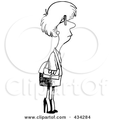 Royalty-Free (RF) Clipart Illustration of a Line Art Design Of A Businesswoman Waiting by toonaday