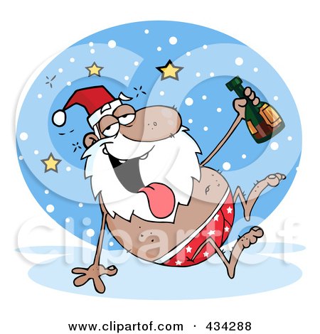 Royalty-Free (RF) Clipart Illustration of a Drunk Black Santa - 2 by Hit Toon