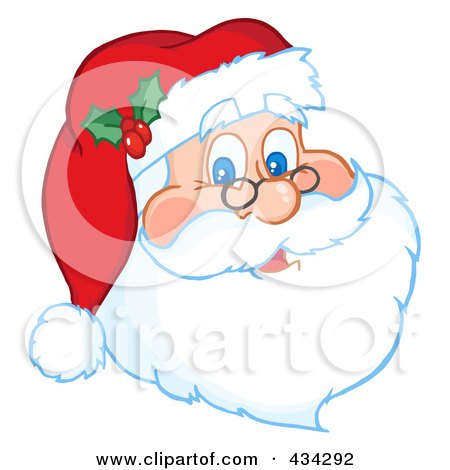 Royalty-Free (RF) Clipart Illustration of a Santa Face by Hit Toon