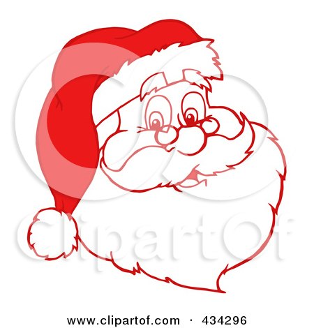 Royalty-Free (RF) Clipart Illustration of a Red Santa Face by Hit Toon