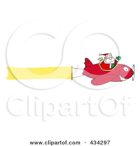 Royalty-Free (RF) Clipart Illustration of a Santa Flying A Plane Banner - 2 by Hit Toon