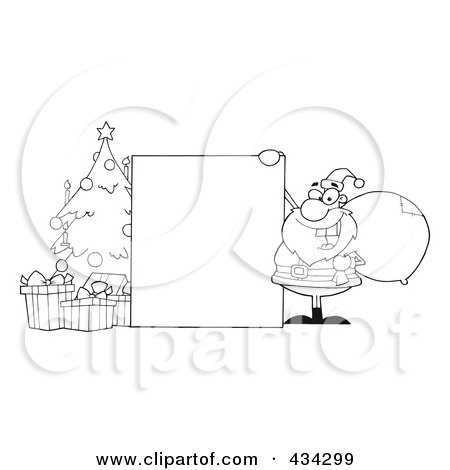 Royalty-Free (RF) Clipart Illustration of Santa With A Blank Sign - 4 by Hit Toon