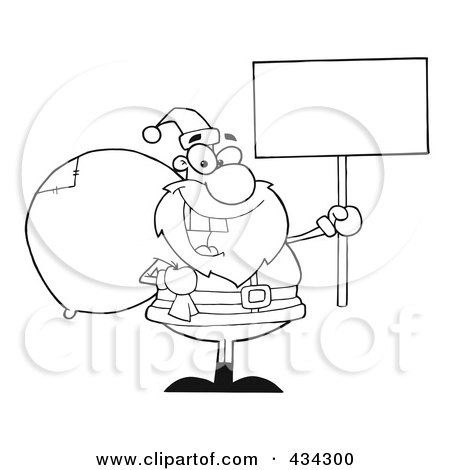 Royalty-Free (RF) Clipart Illustration of a Santa Holding A Blank Sign - 1 by Hit Toon