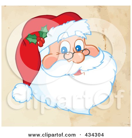 Royalty-Free (RF) Clipart Illustration of a Santa Face Over Grunge by Hit Toon