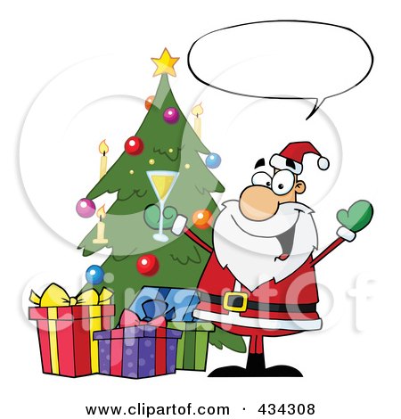 Royalty-Free (RF) Clipart Illustration of Santa With A Word Balloon - 4 by Hit Toon