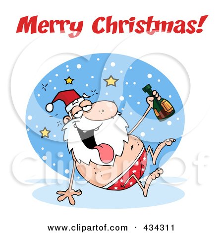 Royalty-Free (RF) Clipart Illustration of a Drunk Santa - 4 by Hit Toon