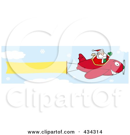 Royalty-Free (RF) Clipart Illustration of a Santa Flying A Plane Banner - 6 by Hit Toon