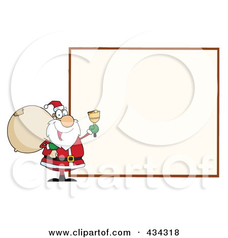 Royalty-Free (RF) Clipart Illustration of Santa With A Blank Sign - 3 by Hit Toon
